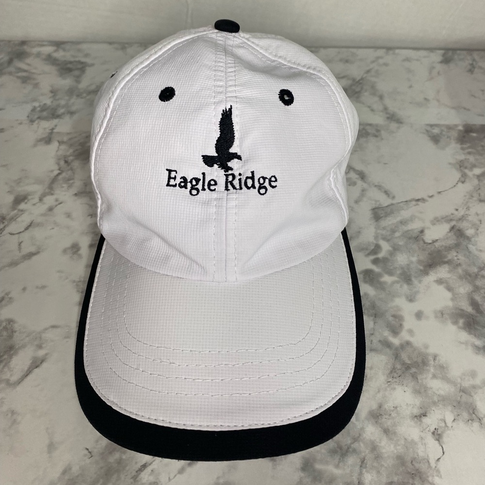 Eagle Ridge Authentic Ahead Performance Hat Cap White & Black Adjustable Classic